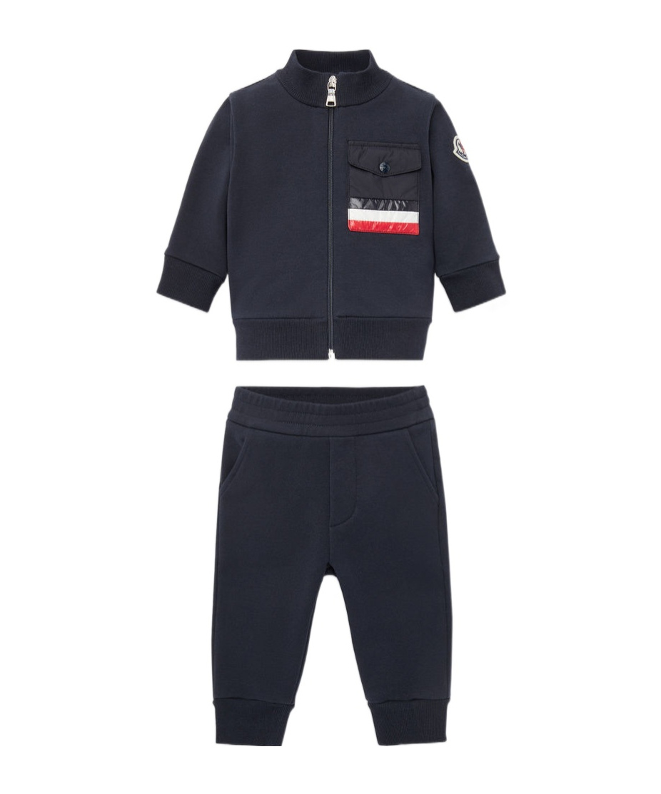 Moncler Logo Three-color Sportswear Set In Blue