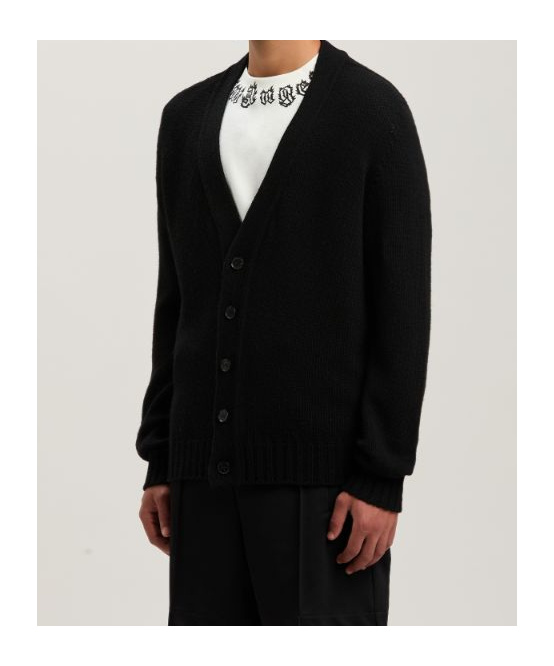 Palm Angels Logo-intarsia Cardigan In Black