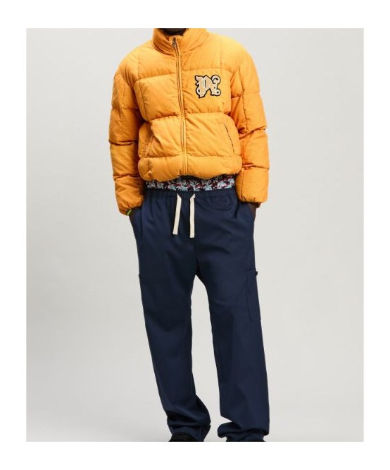 Palm Angels Corduroy Down Jacket Monogram In Yellow