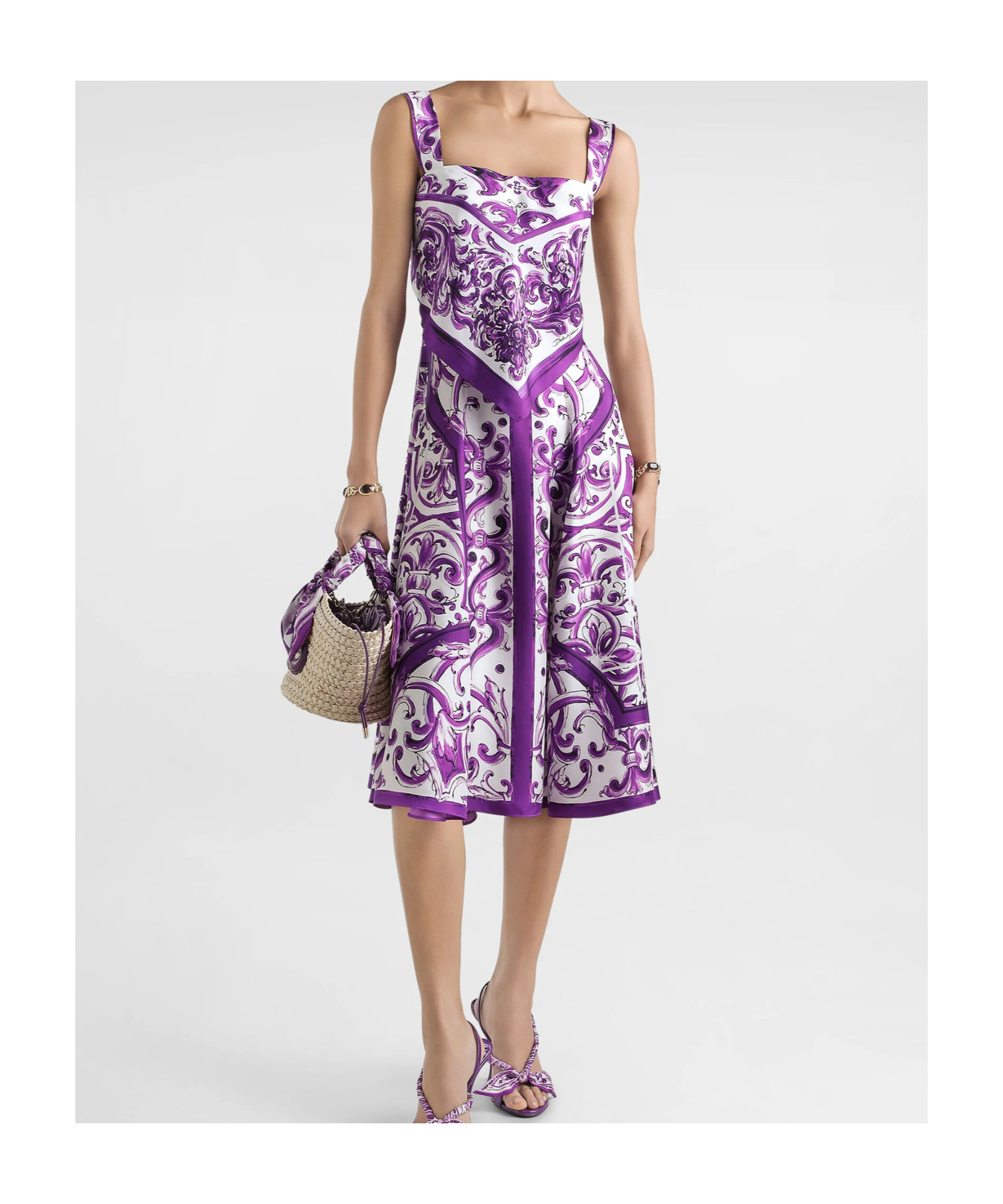 Dolce & Gabbana Majolica-print Midi Dress In Multi