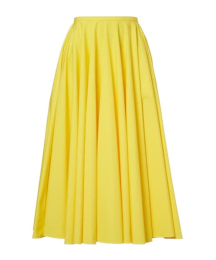 Givenchy Pleated Cotton Midi Skirt In Yellow