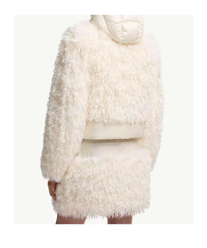 Moncler Vigiers Teddy Hooded Short Down Jacket In White