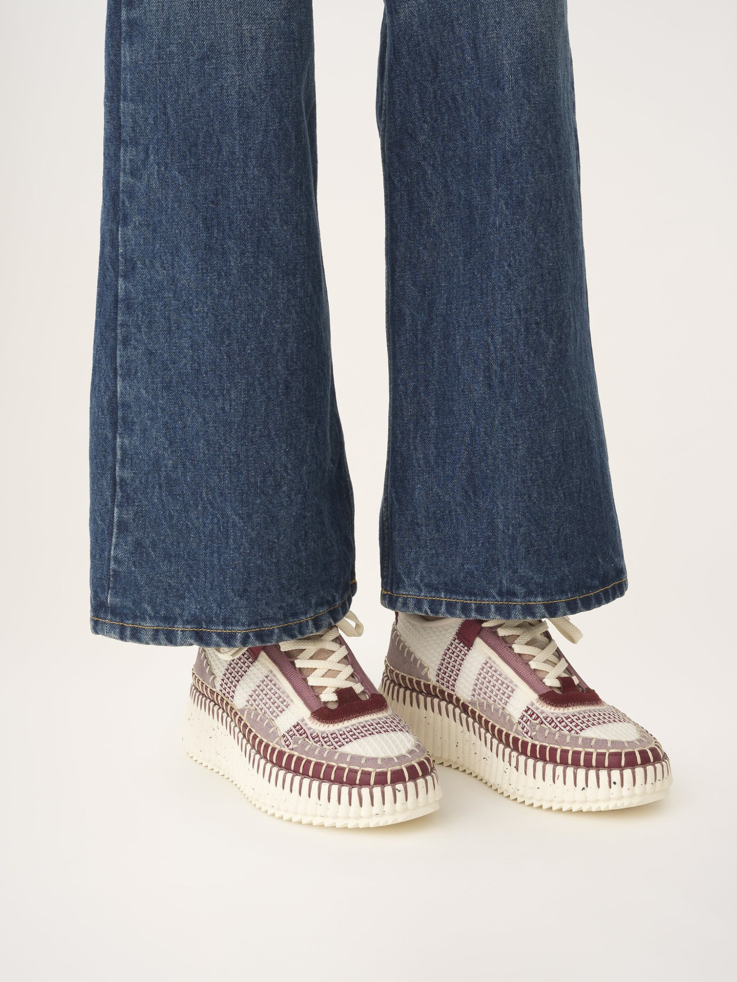Chloé Nama Lace-up Sneakers In White