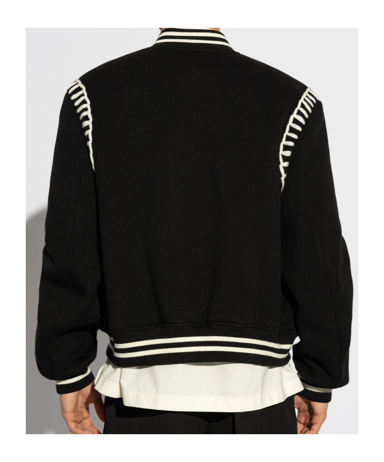 Alexander Mcqueen Embroidered Wool Bomber Jacket In Black