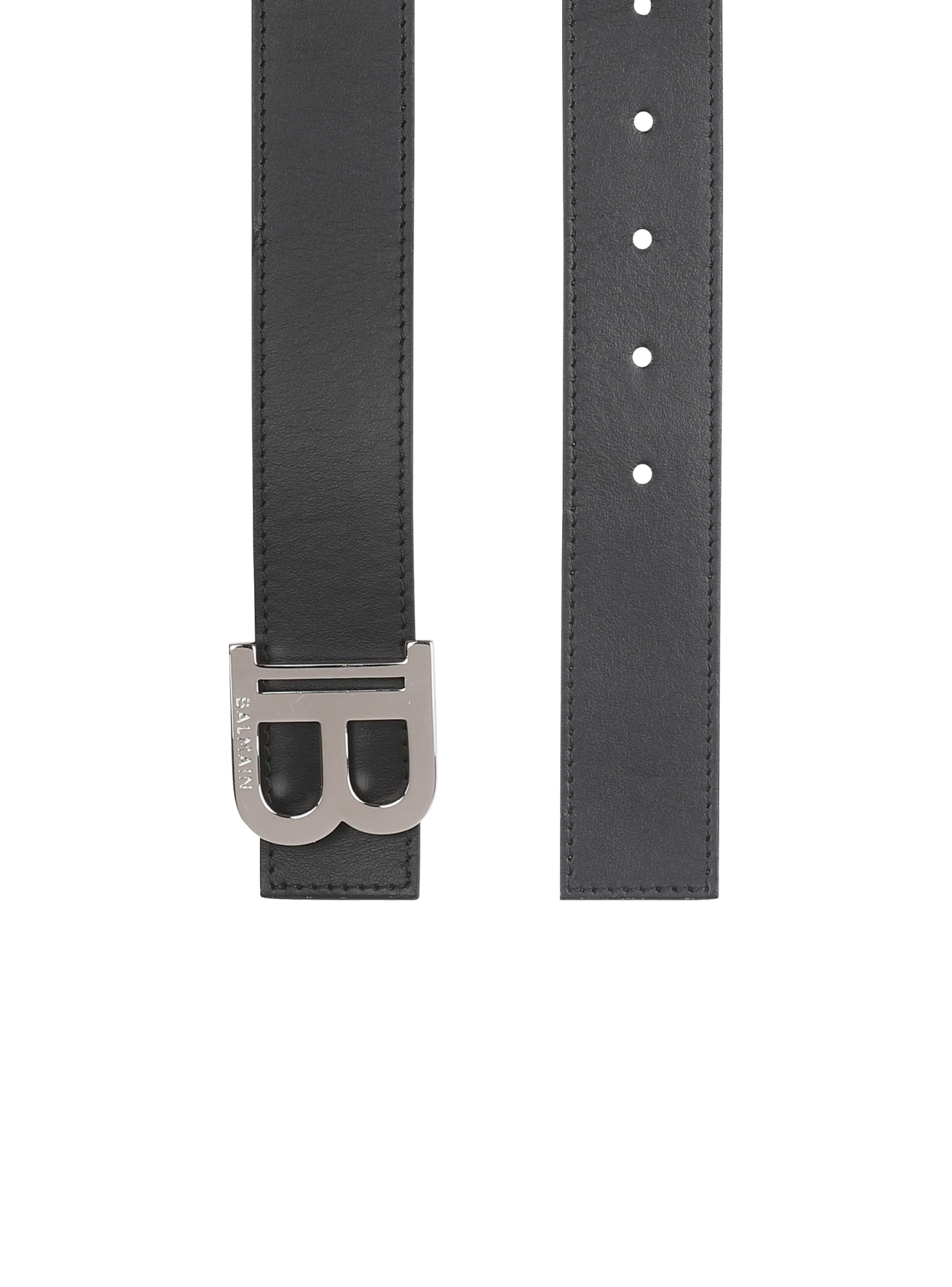 Balmain Man Belt Black Size 39.5 Calfskin In Black