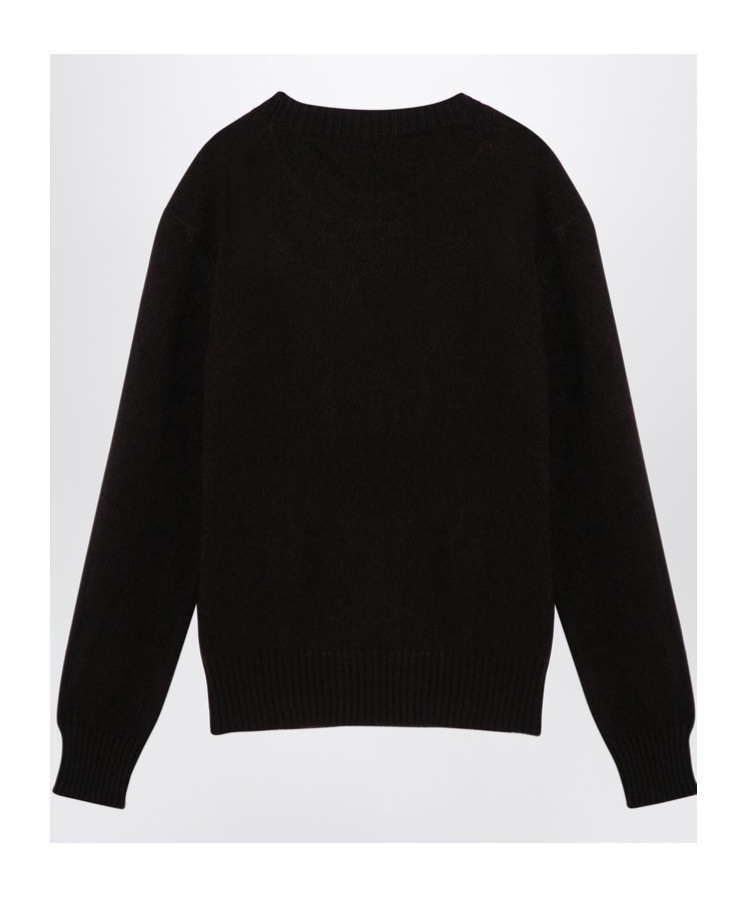 Ami Alexandre Mattiussi Ami Paris Brown Cashmere Ami De Coeur Sweater Men In Black