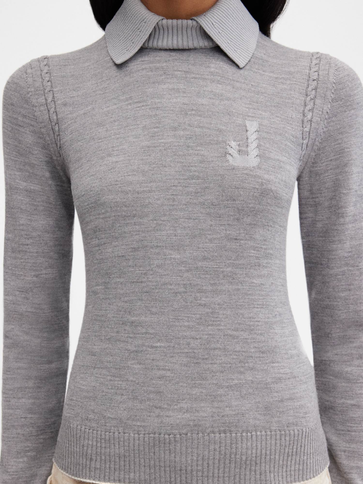 Jacquemus Lapel Long-sleeved Sweater In Gray