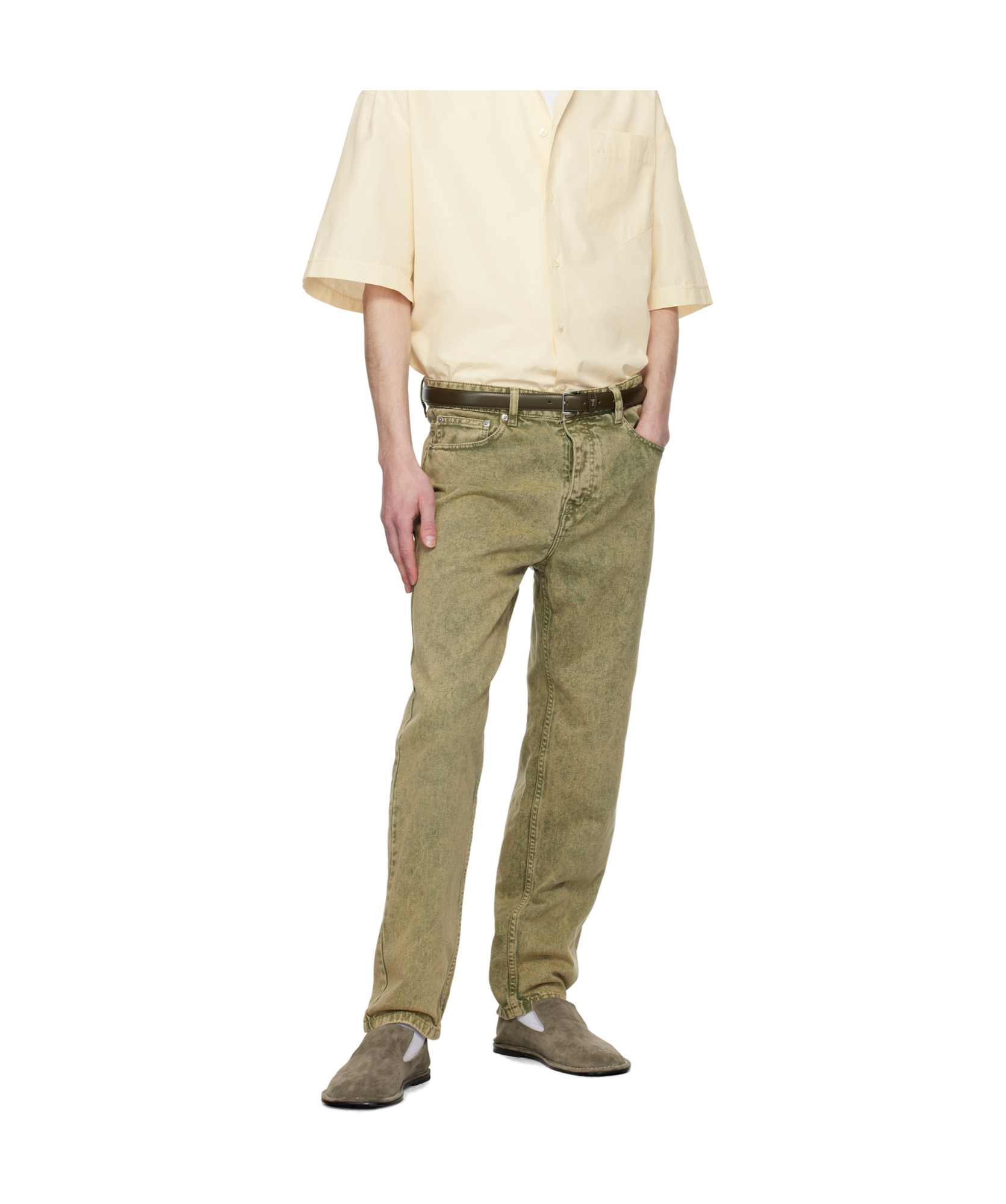 Shop Ami Alexandre Mattiussi Belt-loop Jeans In Gray