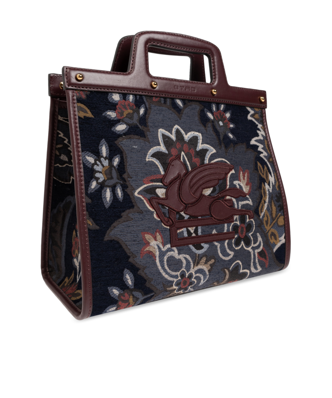 Etro Floral Paisley Handbag With Leather Accents In Black