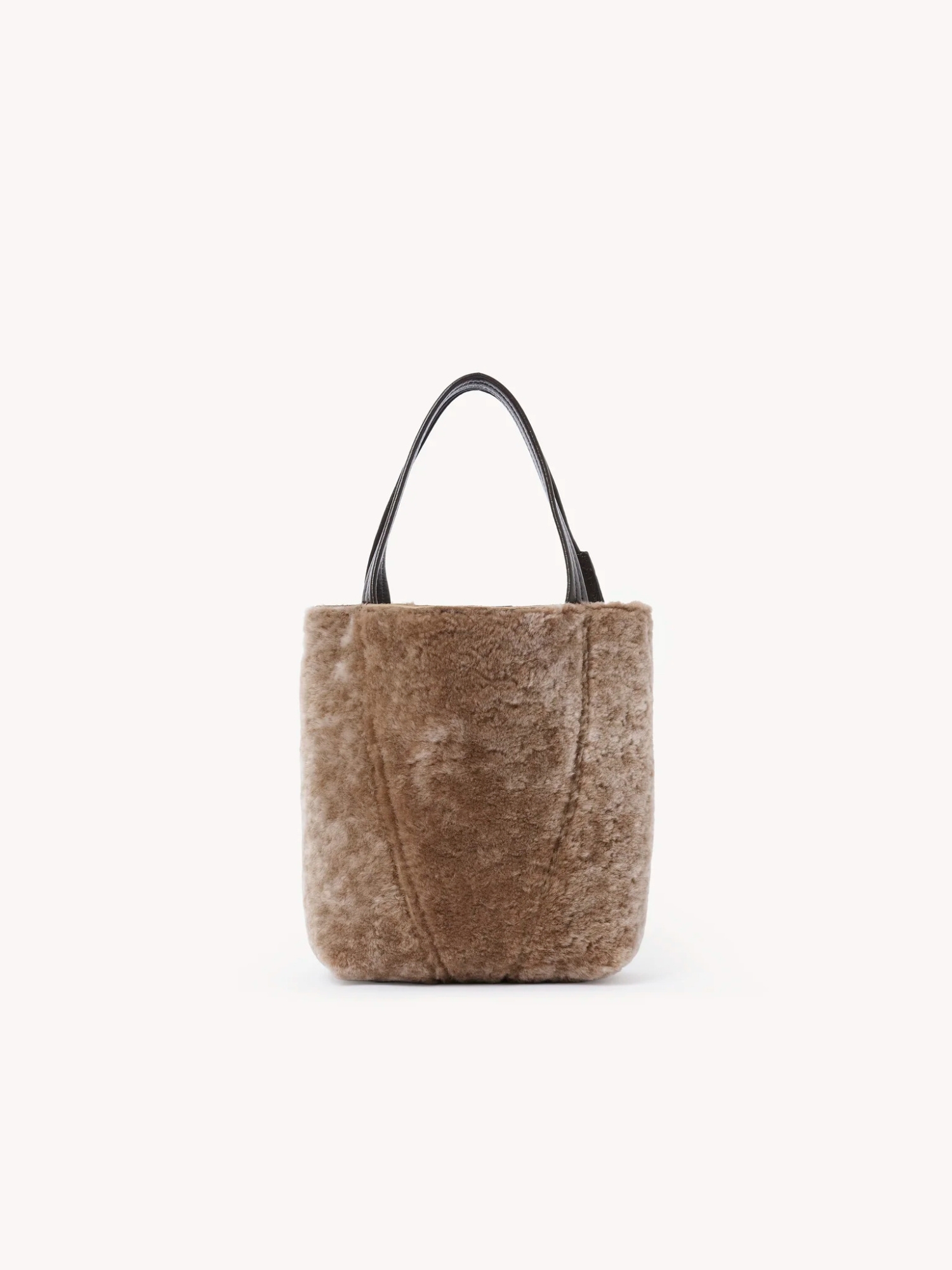 Chloé Small  Spin Tote Bag In Shearling In Gray