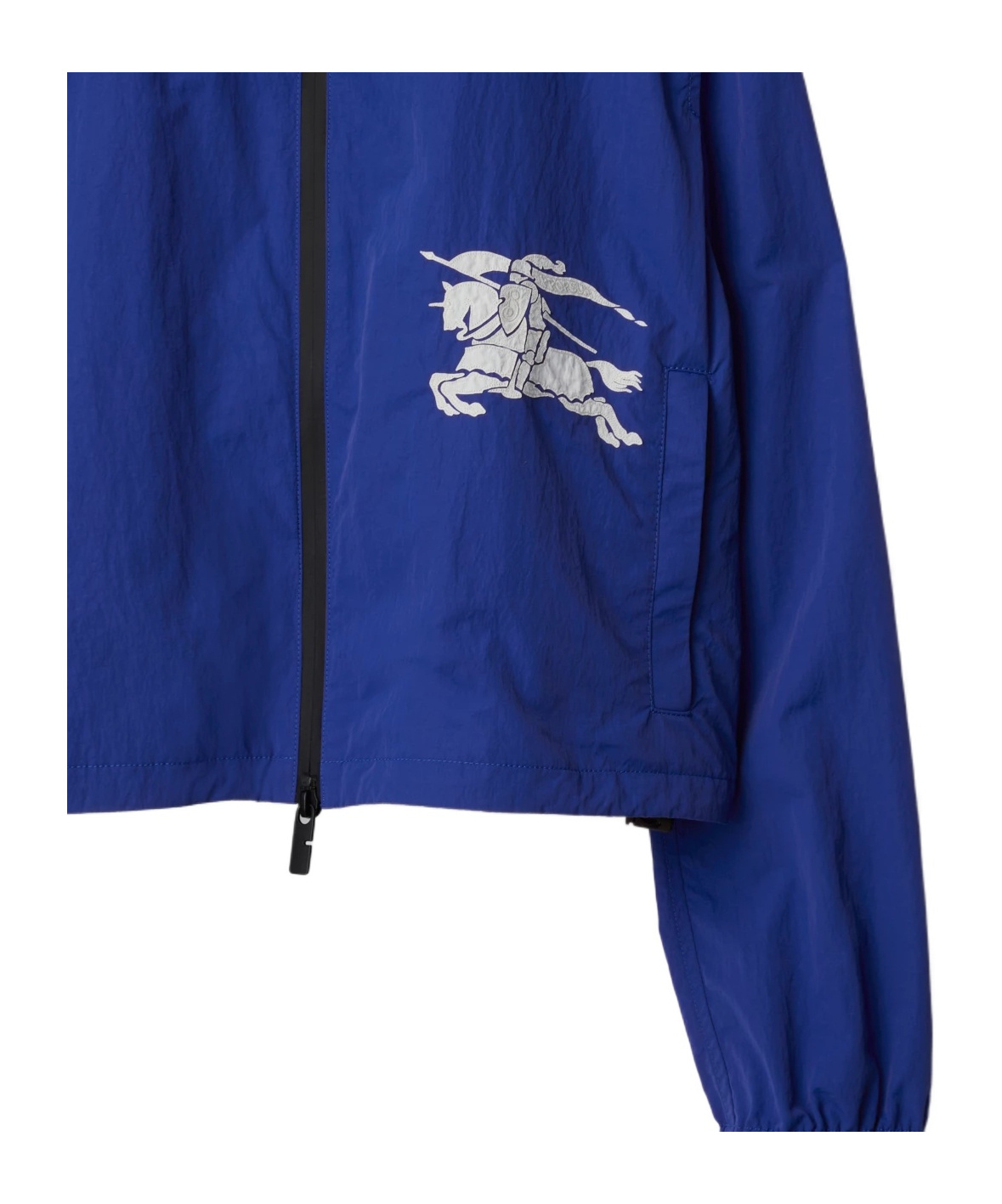 Burberry Cropped Nylon Jacket In Blue