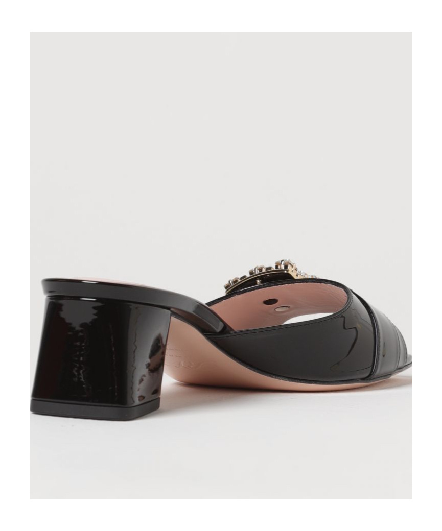 Roger Vivier Bikiviv Crystal-embellished Patent-leather Mules In Black