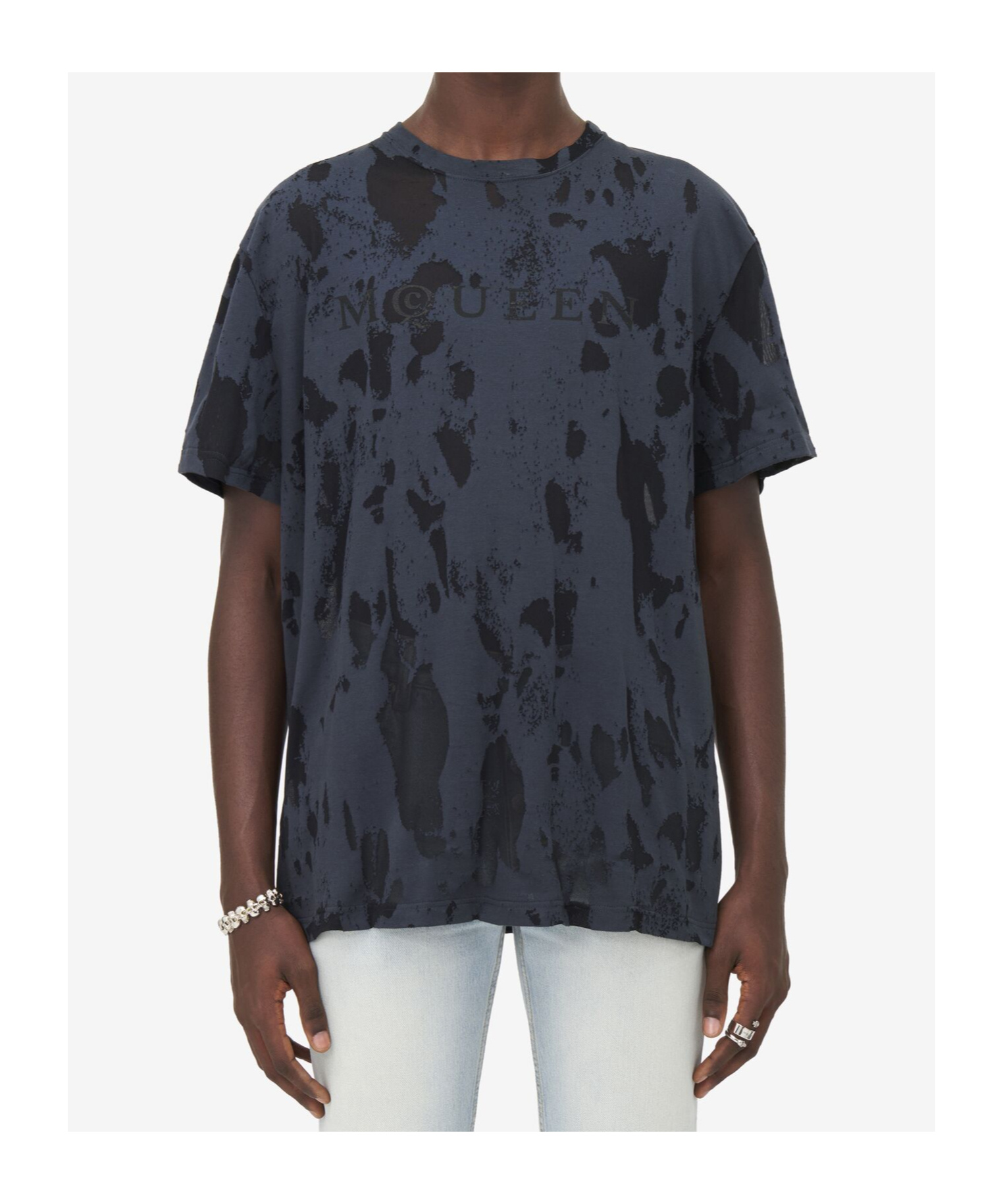 Alexander Mcqueen Skull Embroidered Tie-dye T-shirt