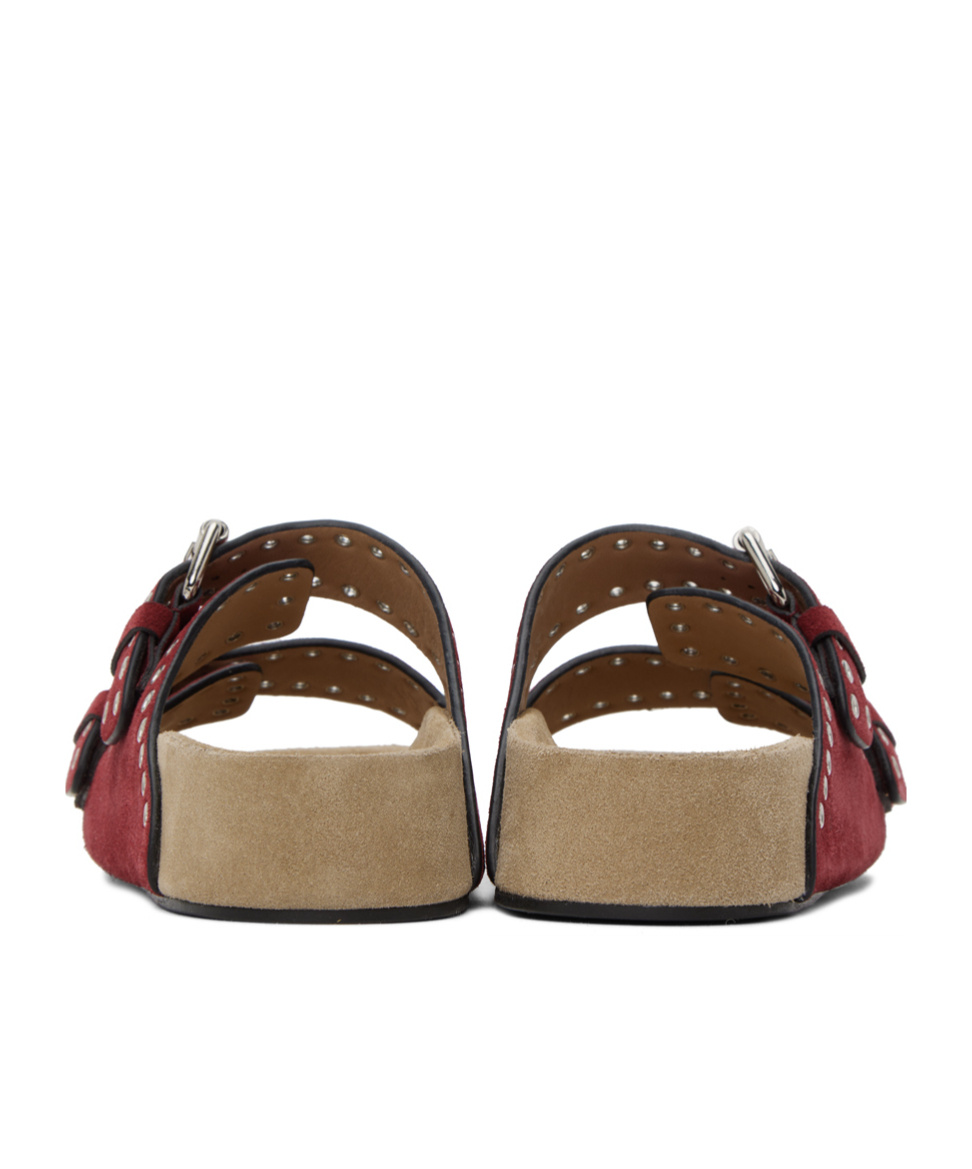Isabel Marant Red Lennyo Buckle Sandals In Brown