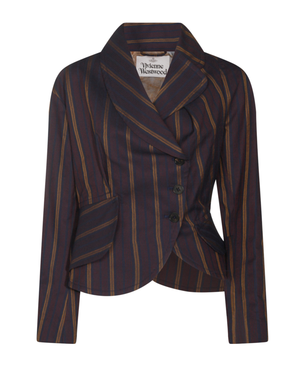 Vivienne Westwood Striped Blazer With Long Sleeves And Pockets In Purple