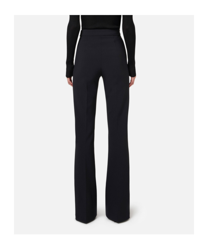 ELISABETTA FRANCHI BELTED CREPE PALAZZO TROUSERS 