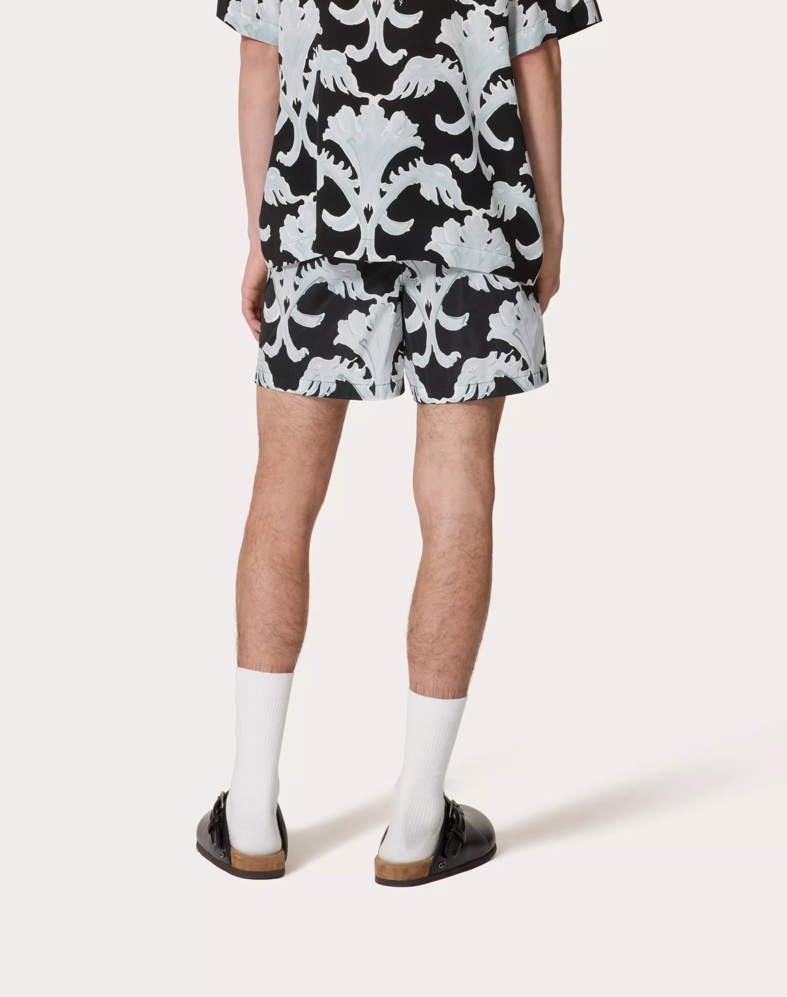 Valentino Nylon Swimsuit With Metamorphos Wall Print In Green