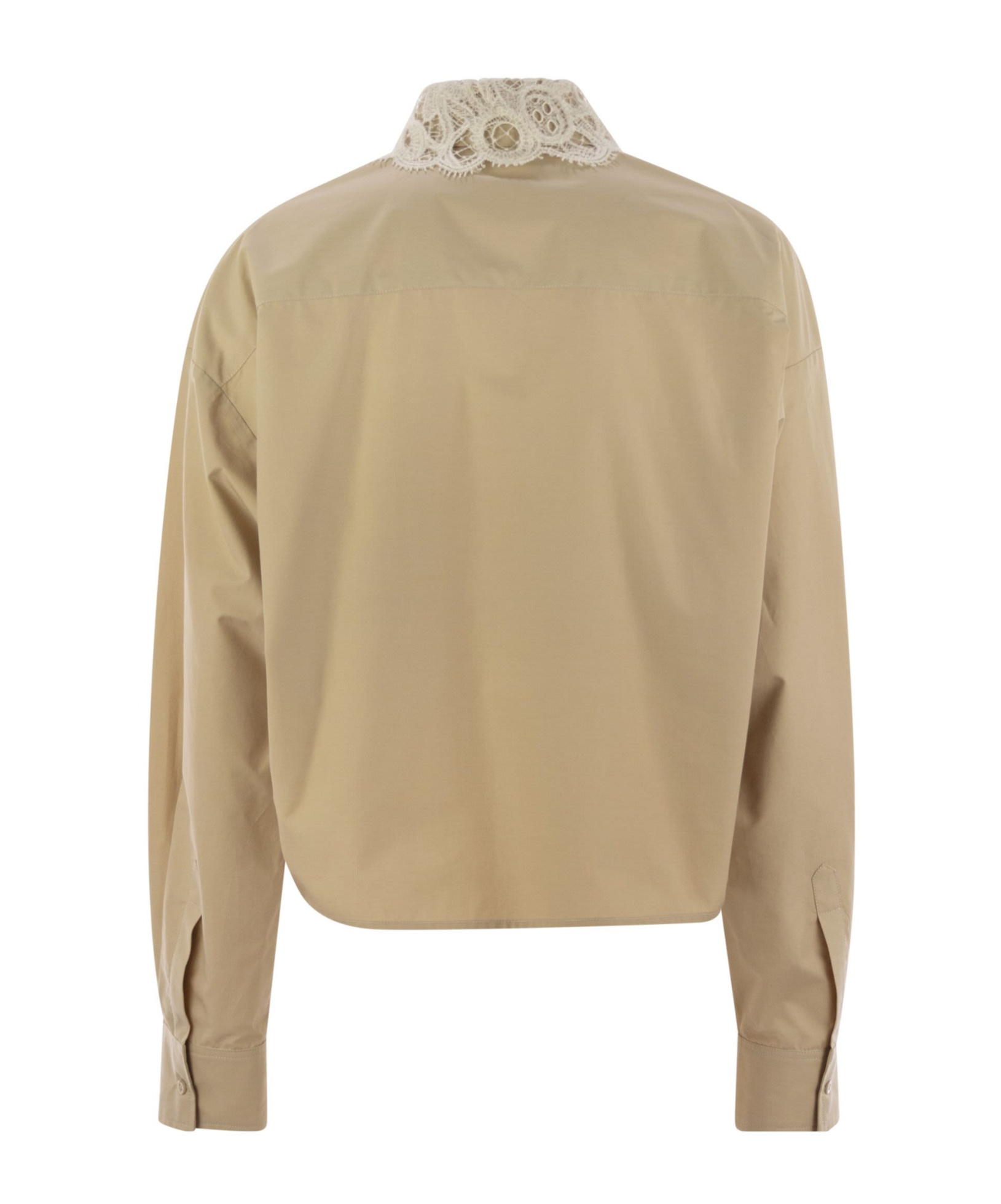 Fabiana Filippi Cropped Shirt With Lace Collar In Neutral