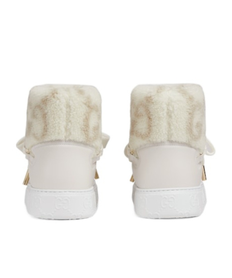 Shop Gucci Faux-shearling Ankle Boots In White