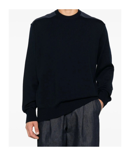 Paul & Shark Wool Shoulder-patch Jumper In Blue