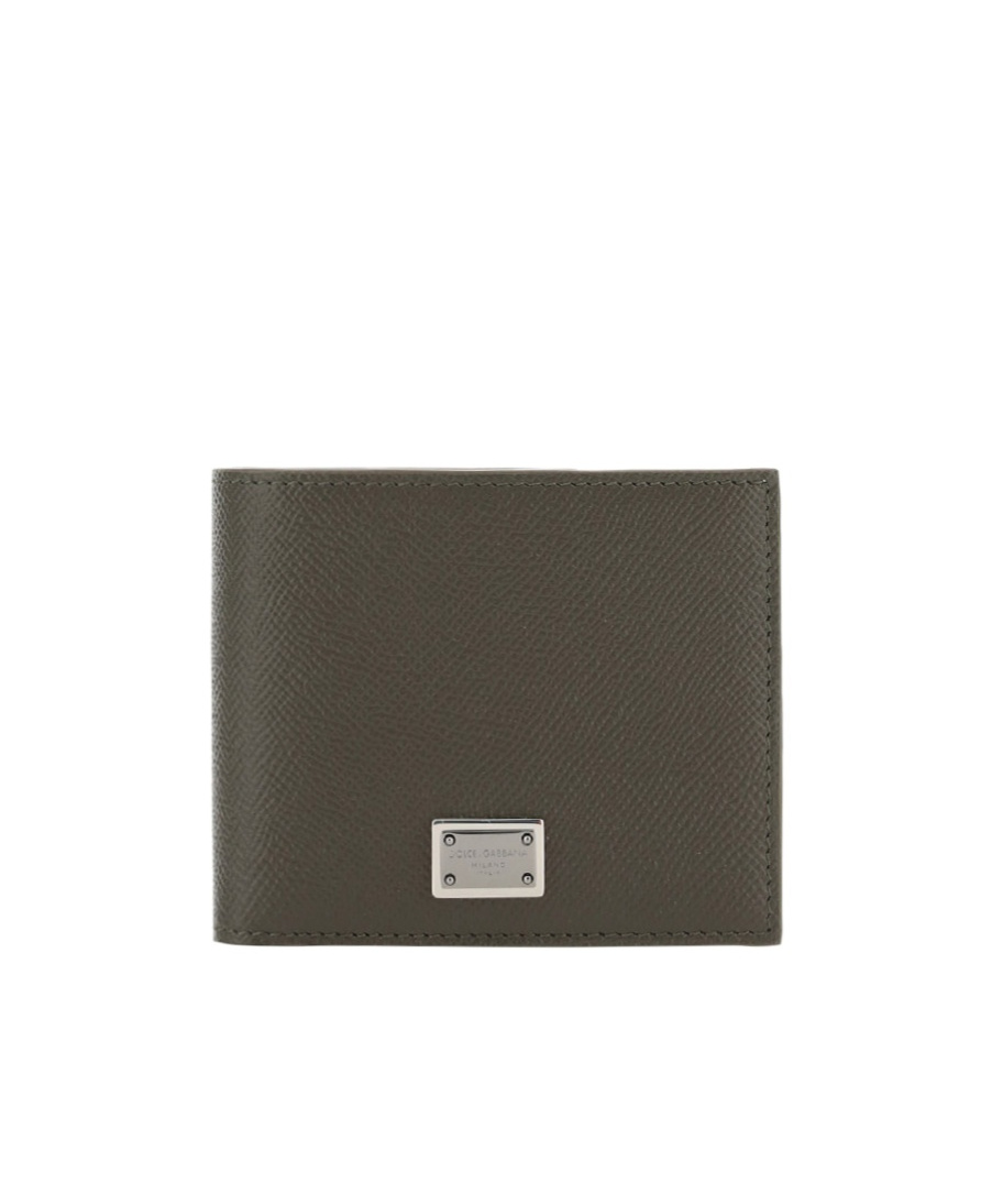 Dolce & Gabbana Logo Plate Leather Bi-fold Wallet In Black