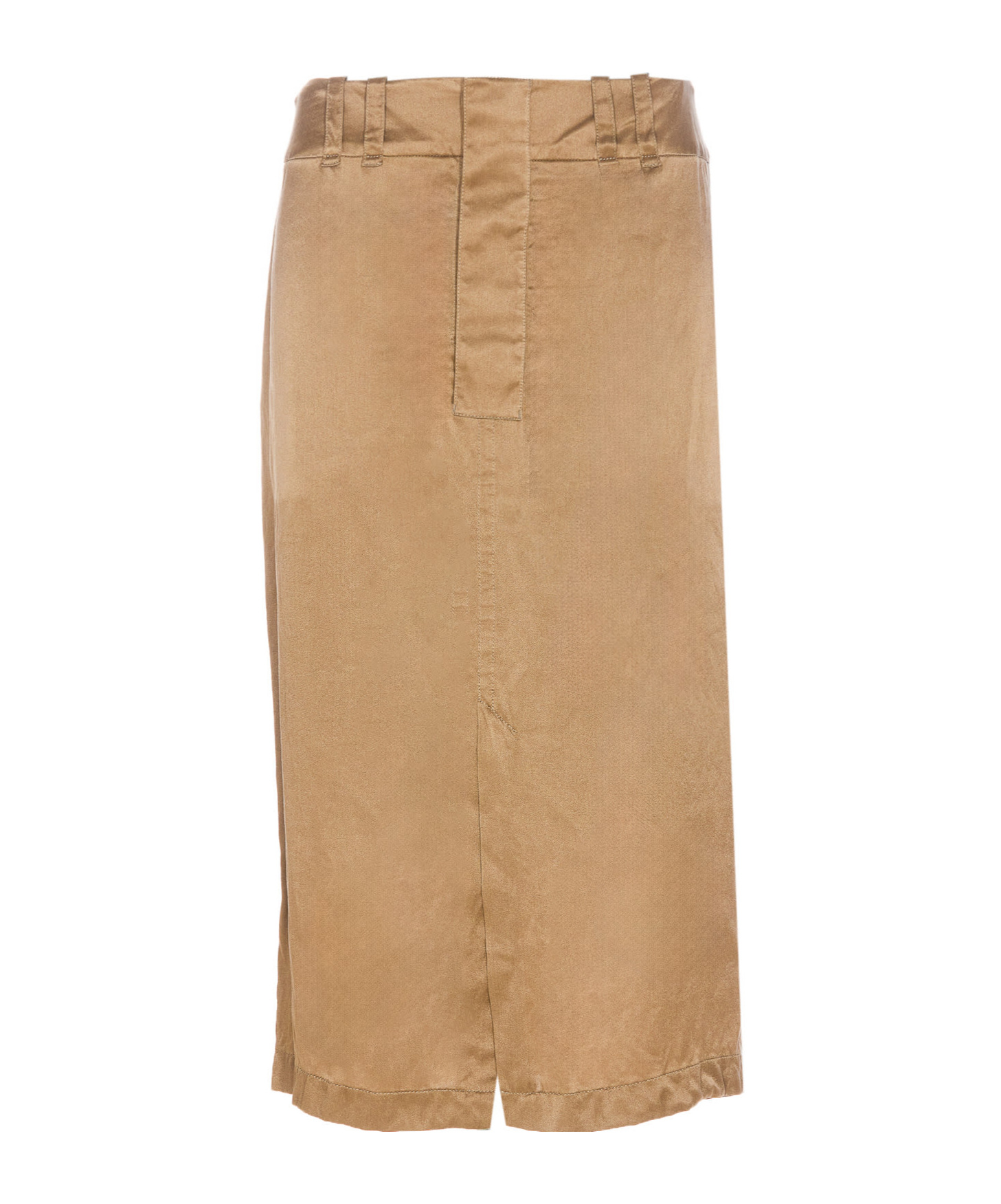 Saint Laurent Flared High-waisted Skirt Back Pockets In Nude