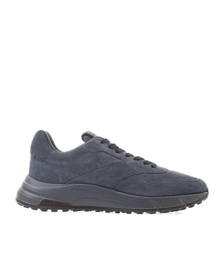 Hogan Mens Navy Hyperlight Branded Suede Low-top Trainers In Black
