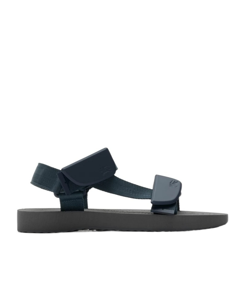 Burberry Trek Sandals With Shield Buckles In Black