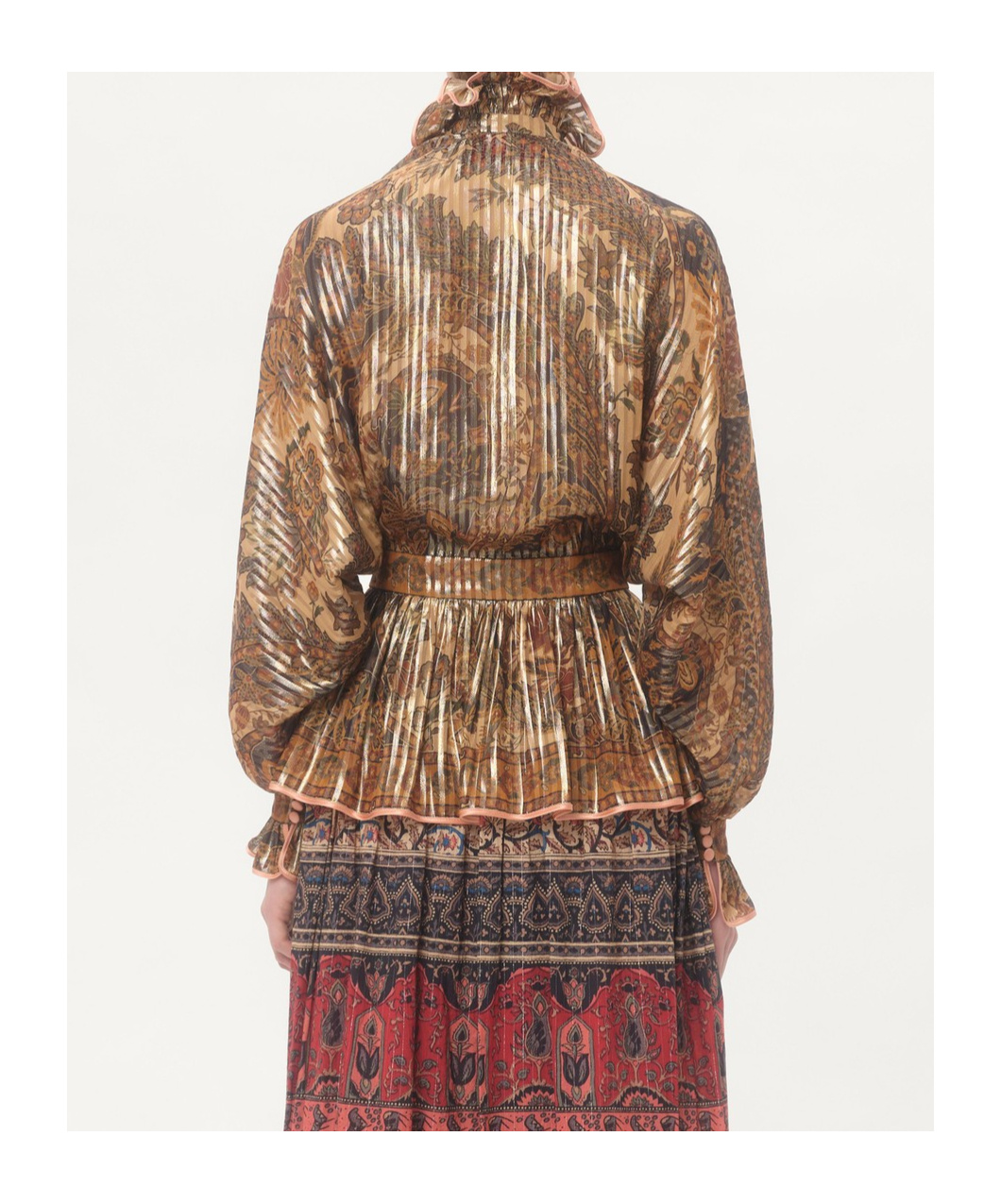 Shop Valentino Pekin Shirt With Cashmere Voyage Imaginaire Print In Brown