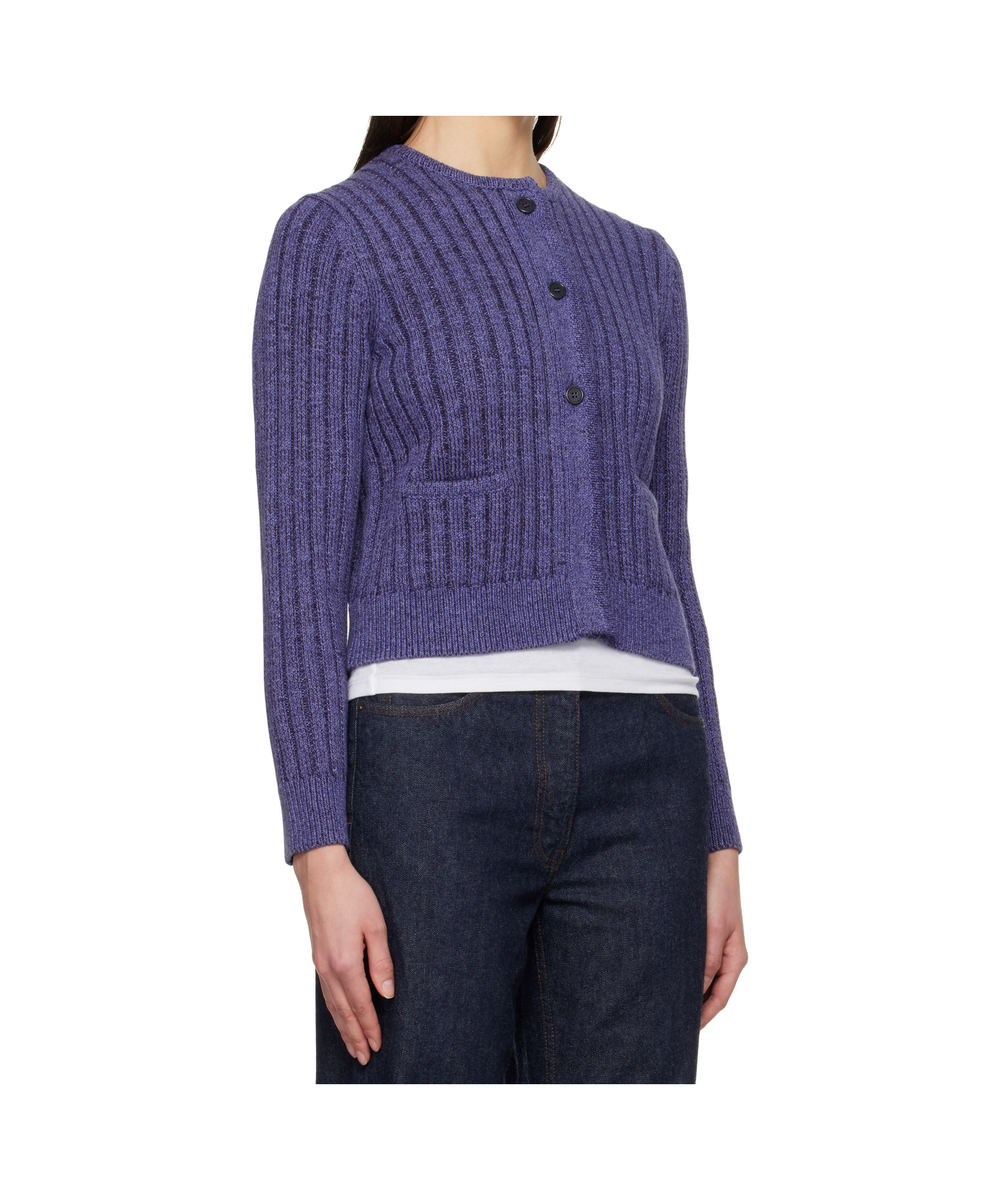Jw Anderson Purple Cropped Buttoned Cardigan In Blue