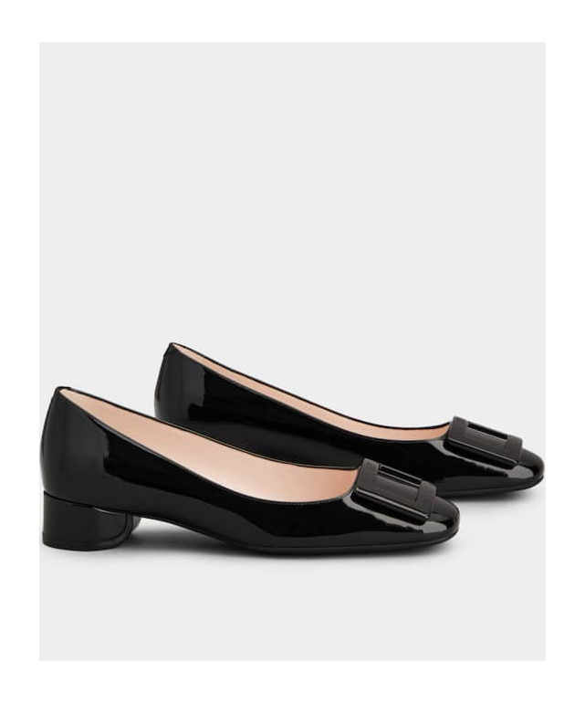 Roger Vivier Square Button Ballet Shoes In Black