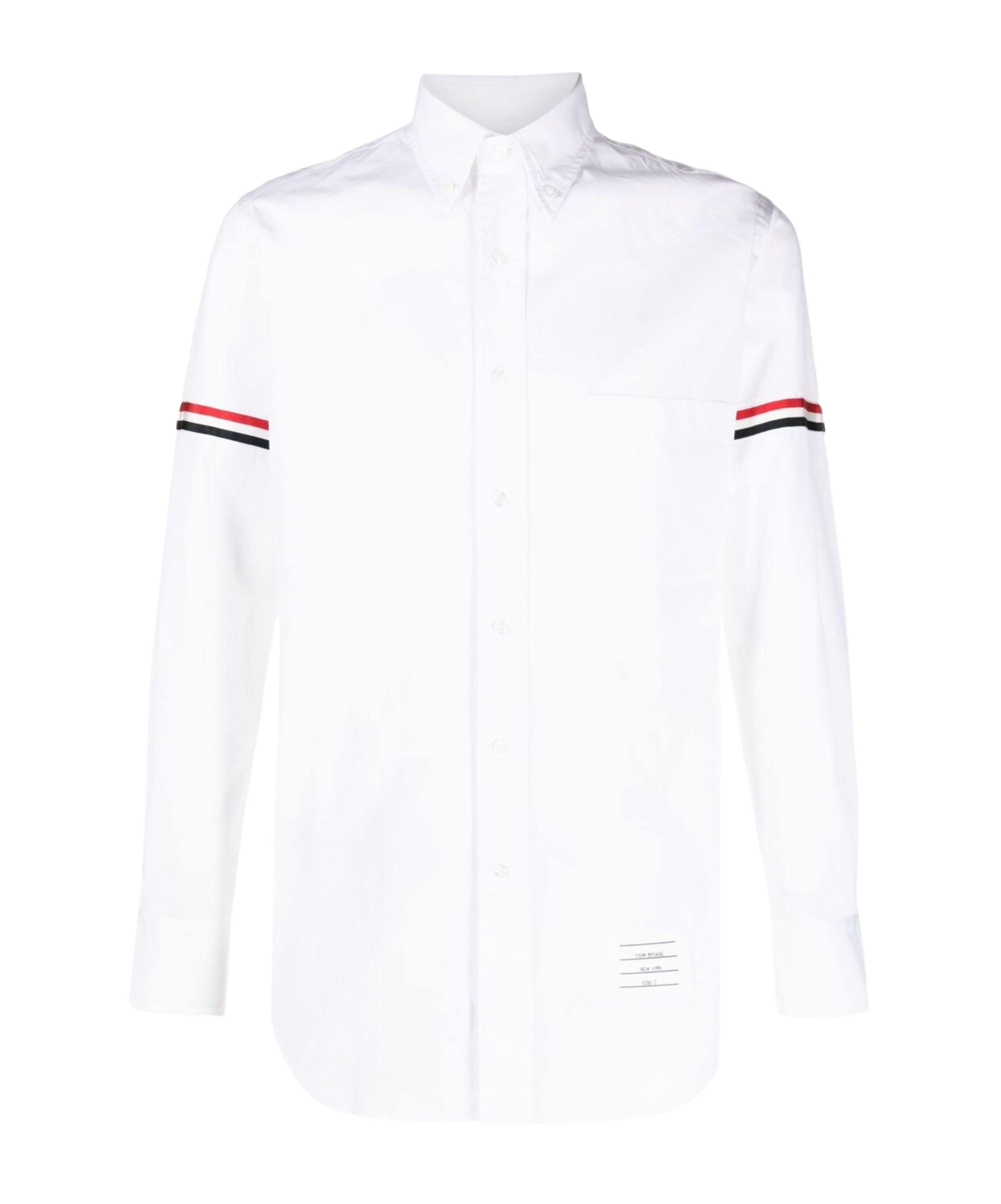 Thom Browne Oxford Button-down Shirt With Rwb Armbands In White