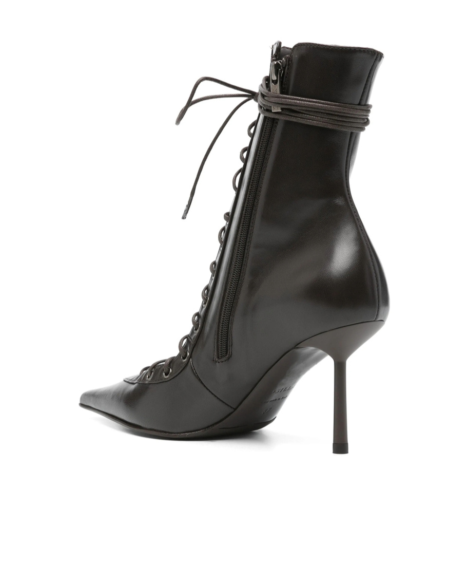 Le Silla Colette 80 Leather Lace-up Boots In Black