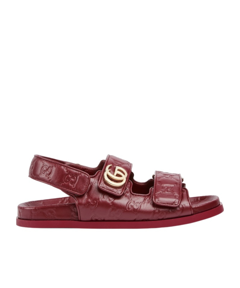Gucci Double G Flat Sandals In Red