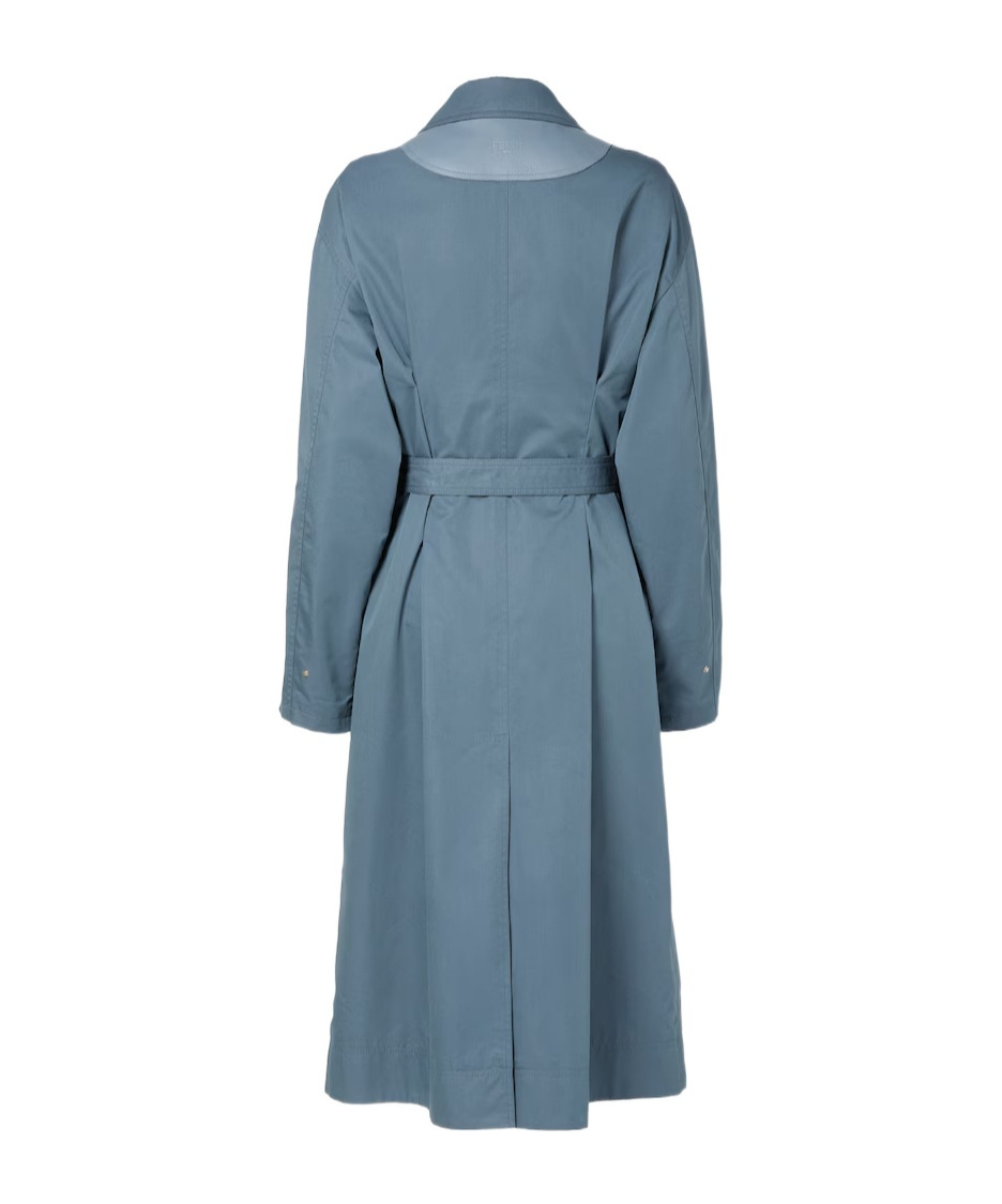 Fendi Gabardine Trench Coat In Blue