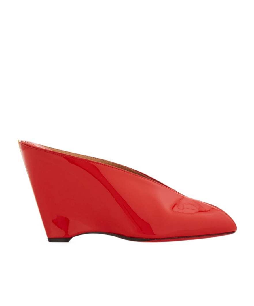 Ferragamo Peep Toe Mule In Red