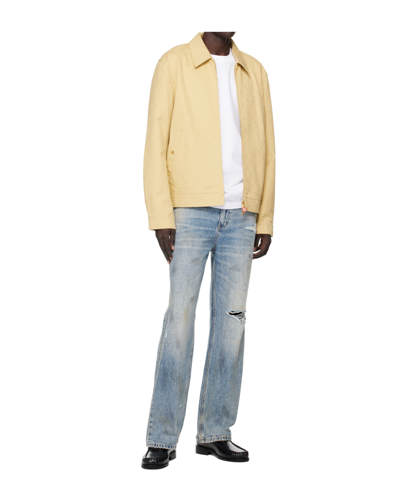 Casablanca Beige Cotton Monogram Jacquard Jacket In Neutral