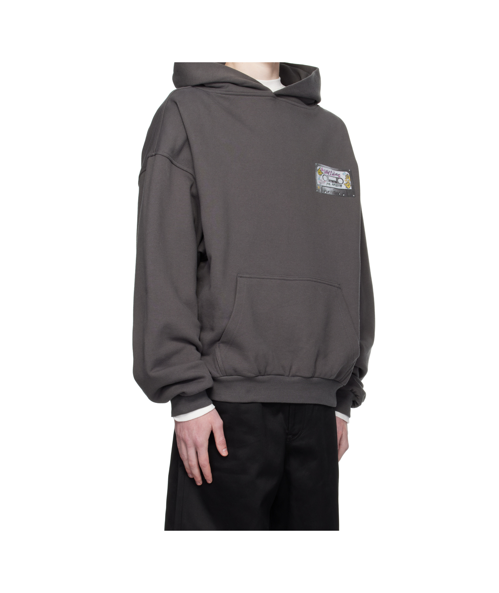 We11 Done Cassette Tape Print Hoodie In Gray