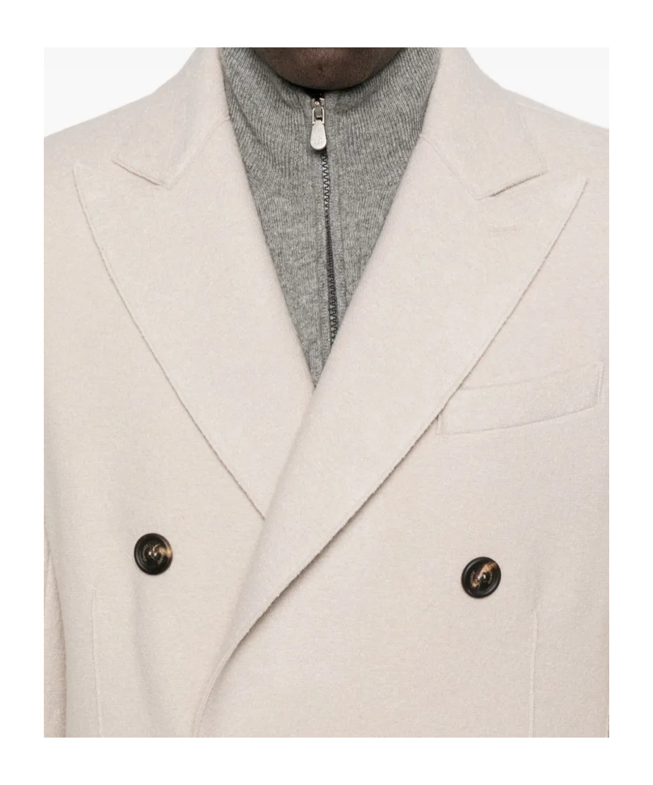 Eleventy Double-breasted Long-sleeve Coat In Neutral