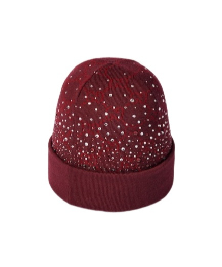 Gucci Gg Wool Beanie Hat With Crystals In Burgundy