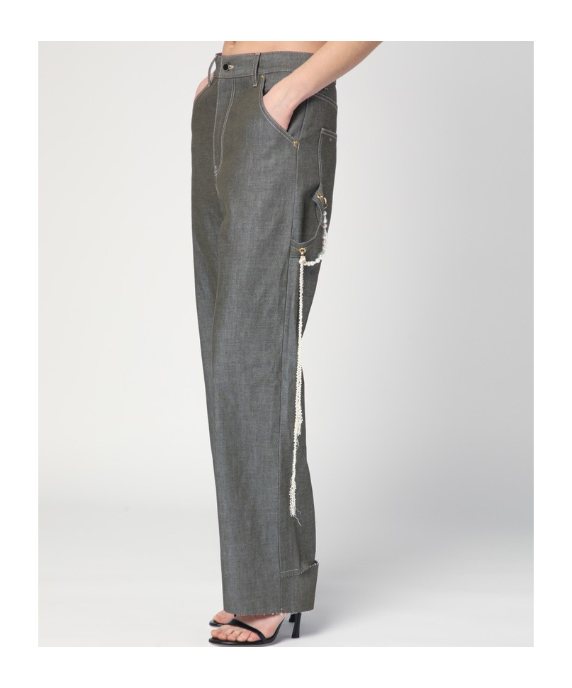 Darkpark Grey Cotton Lisa Trousers In Black