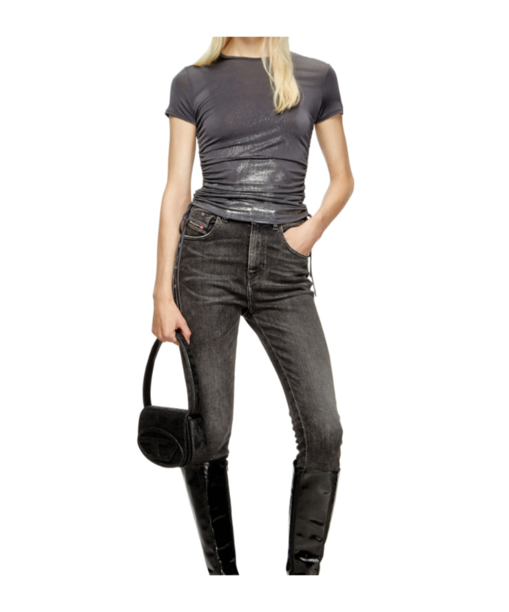 Diesel T-rey Metallic-detail Cinched Top In Gray
