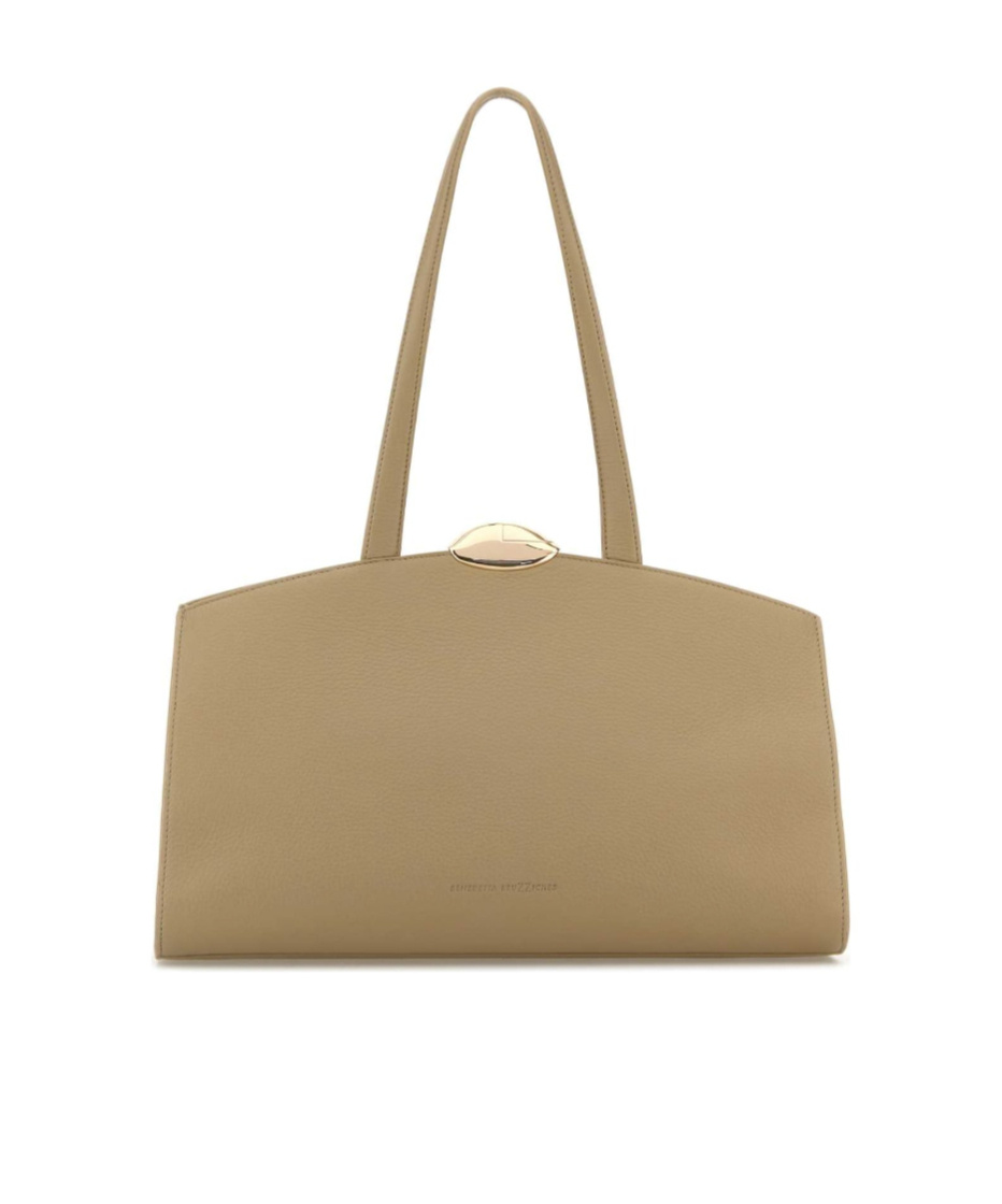 Benedetta Bruzziches Structured Leather Shopping Bag With Top Handle In Brown