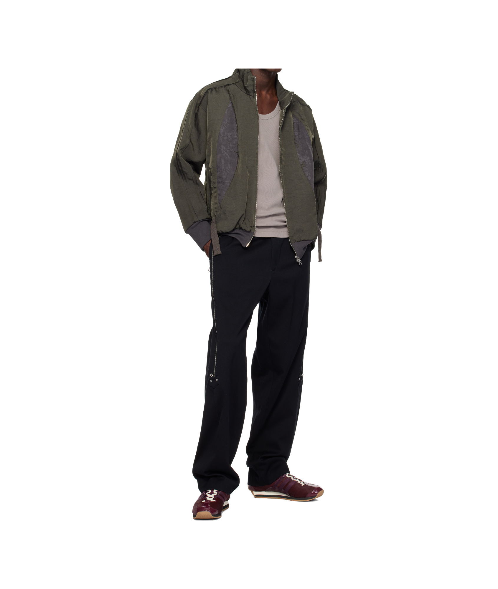 Song For The Mute Zippered Long Sleeve Casual Jacket In Gray