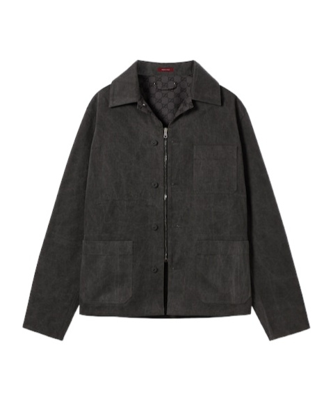 Gucci Delavé Cotton Canvas Jacket In Gray