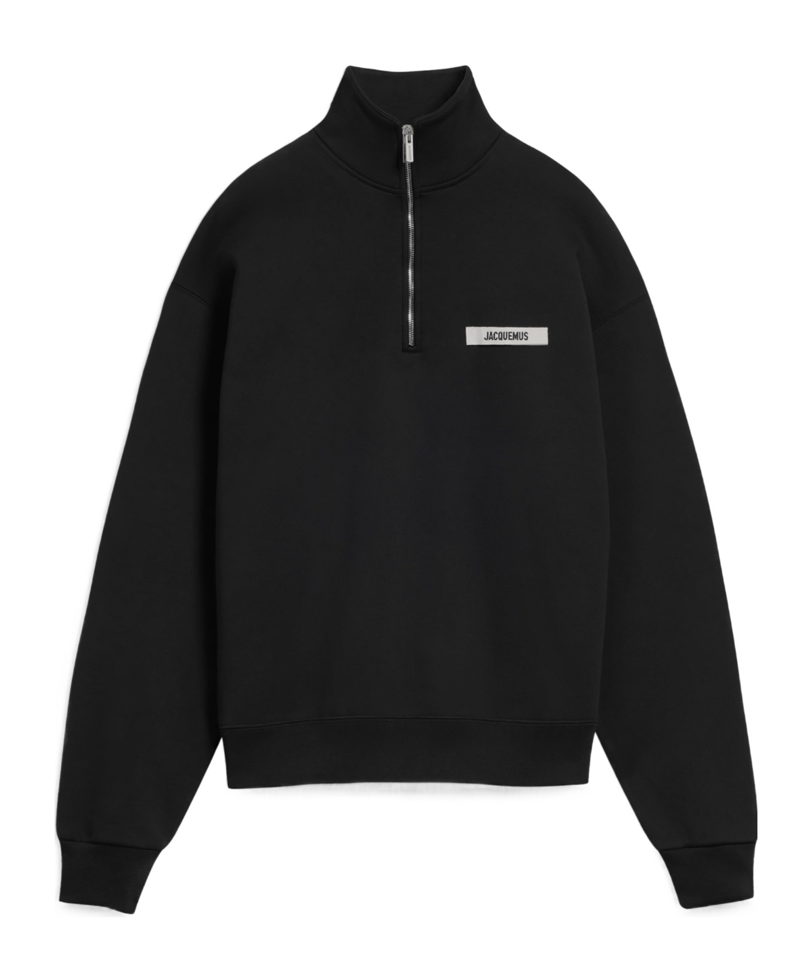 Jacquemus Grog Grain Zip-neck Sweatshirt In Black