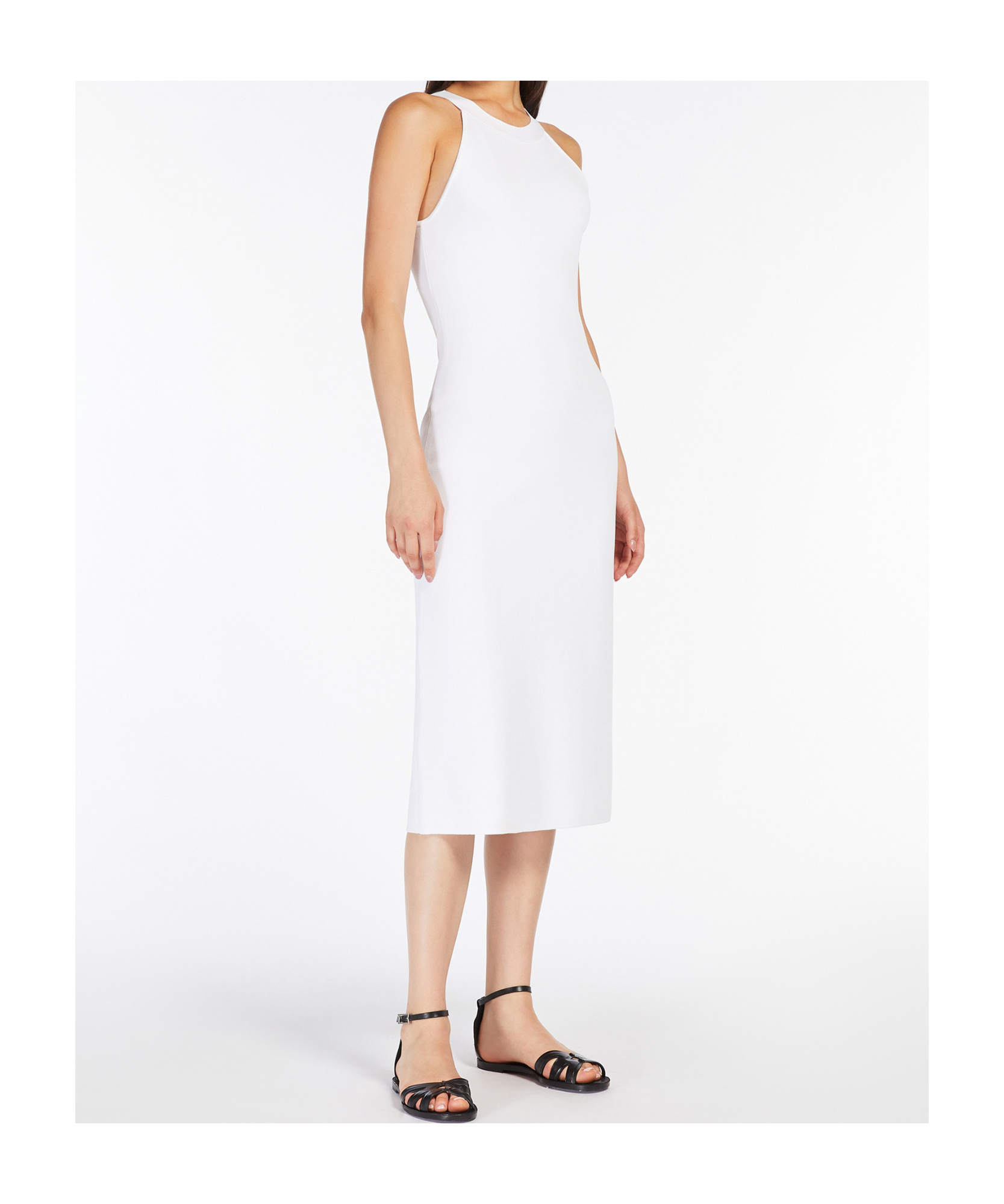 Max Mara Slim-fit Stretch Viscose Dress In Optical White
