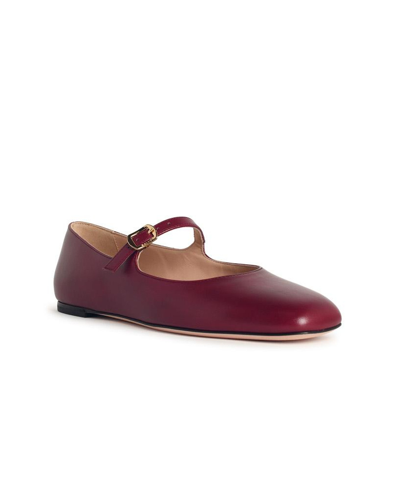 Bally Round Toe Leather Ballet Flats In Red
