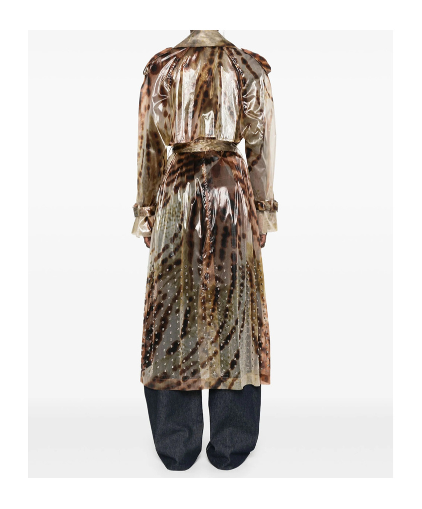 Dries Van Noten Leopard-print Trench Coat In Brown