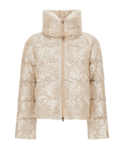 Herno Cape In Shimmering Lace Layer In Nude